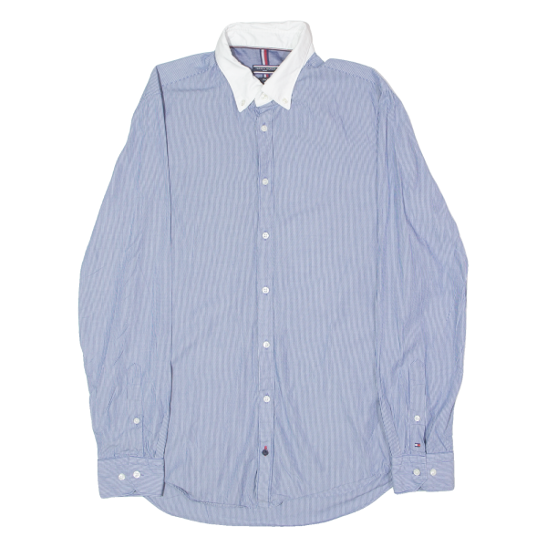 TOMMY HILFIGER Tailored Slim Fit Mens Formal Shirt Blue Pinstripe Long Sleeve M Online