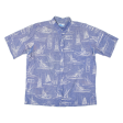 BLUE WATER WEAR All Over Boat Print Mens Shirt Blue 90s XL Online Hot Sale