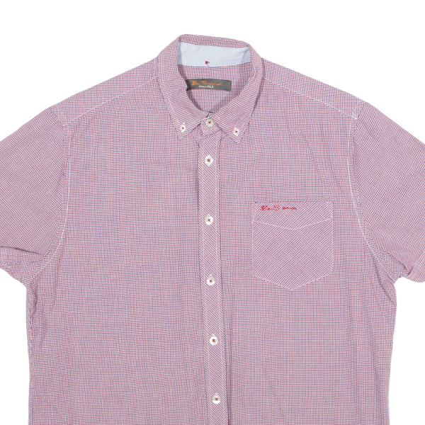 BEN SHERMAN Mens Shirt Red Check M on Sale