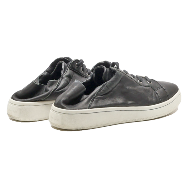 CALVIN KLEIN Low Top Trainers Black Leather Womens UK 5 on Sale