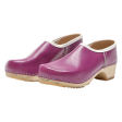 Clog Shoes Purple Leather Womens UK 4 Fashion