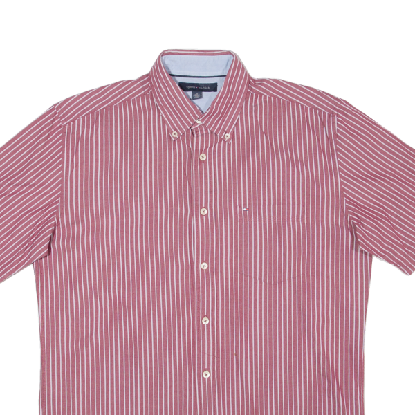 TOMMY HILFIGER Mens Shirt Red Striped M Online Hot Sale