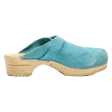 SANTINA Clog Shoes Blue Leather Womens UK 6 Hot on Sale