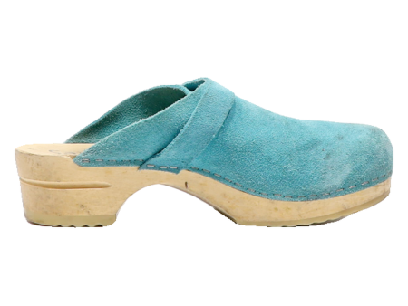 SANTINA Clog Shoes Blue Leather Womens UK 6 Hot on Sale