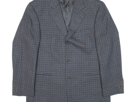 YVES SAINT LAURENT Mens Blazer Jacket Grey Knit Houndstooth L Hot on Sale