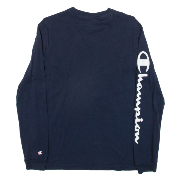 CHAMPION Mens T-Shirt Blue Long Sleeve S For Discount