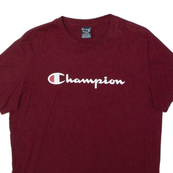 CHAMPION Mens T-Shirt Maroon L Online