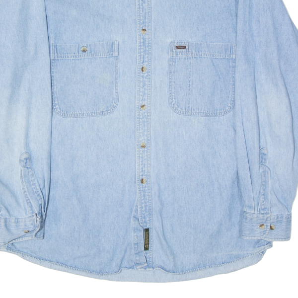 TIMBERLAND Mens Plain Shirt Blue 90s Long Sleeve XL Online now