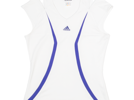 ADIDAS Running Womens T-Shirt White Sleeveless V-Neck UK 10 on Sale