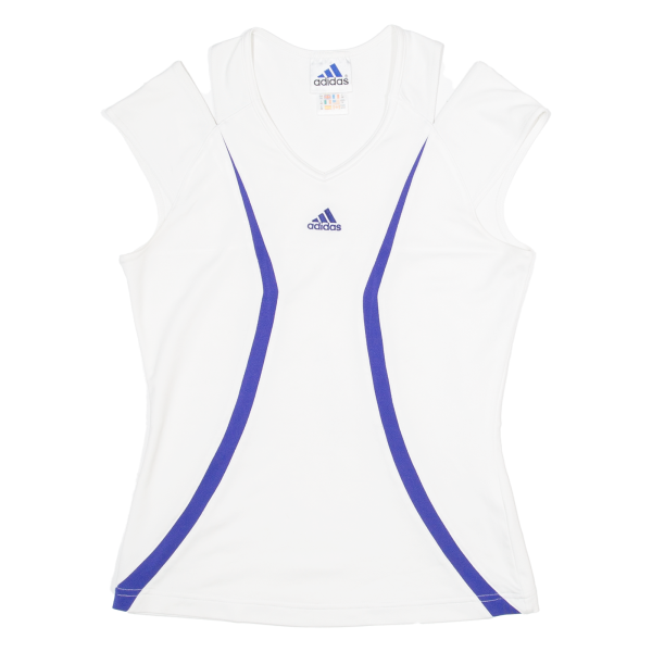 ADIDAS Running Womens T-Shirt White Sleeveless V-Neck UK 10 on Sale