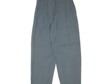 BERRI Pleated Womens Trousers Grey Relaxed Tapered 90s Linen W27 L30 Hot on Sale