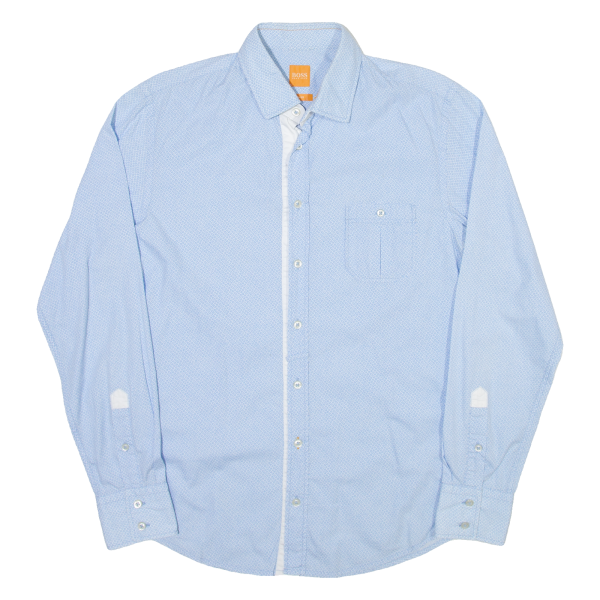 BOSS Mens Shirt Blue Spotted Long Sleeve M For Sale