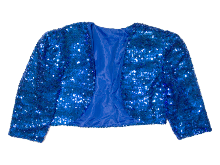 Cropped Sequin Shawl Womens Blazer Jacket Blue M Online now