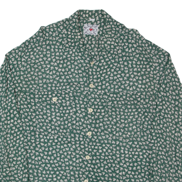 Womens Printed Shirt Green Collared Long Sleeve 90s Floral XL For Sale