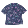 Womens Printed Shirt Blue Collared 90s Floral M Fashion