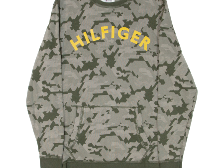 TOMMY HILFIGER Camo Mens Sweatshirt Green M Hot on Sale