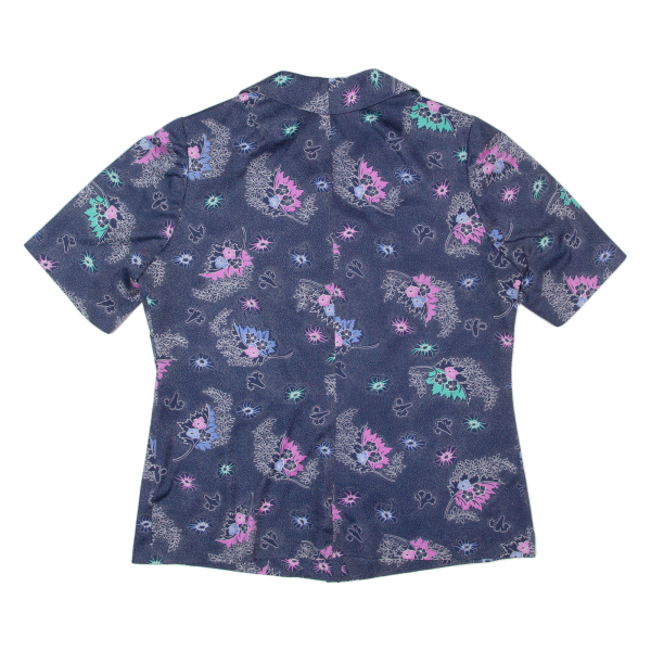 Womens Printed Shirt Blue Collared 90s Floral M Fashion