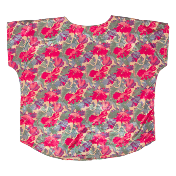 Womens Printed Blouse Pink 90s Silk Floral L Online Hot Sale