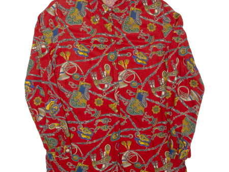 YOUR 6TH SENSE Womens Printed Shirt Red 90s Viscose Crazy Pattern UK 16 Supply