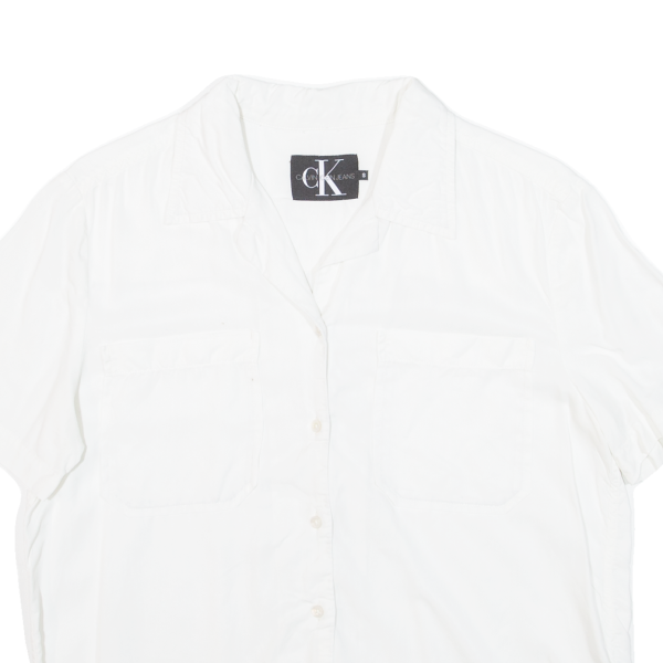 CALVIN KLEIN JEANS Womens Plain Shirt White S on Sale