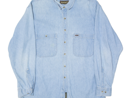 TIMBERLAND Mens Plain Shirt Blue 90s Long Sleeve XL Online now