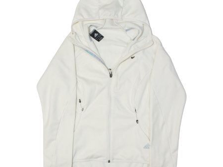 ADIDAS Fleece Lined Womens Jacket Cream Hooded UK 12 For Sale