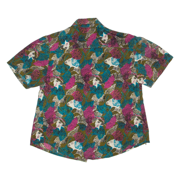 Womens Printed Shirt Blue Collared 90s Crazy Pattern M Online Sale