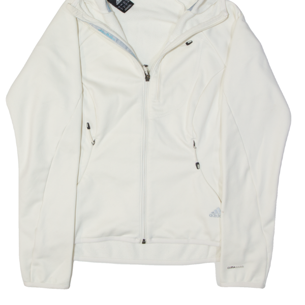 ADIDAS Fleece Lined Womens Jacket Cream Hooded UK 12 For Sale