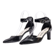 ANNA KLEIN Court Heels Black Leather Womens UK 6 Hot on Sale