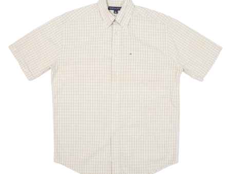 TOMMY HILFIGER Mens Shirt Beige Check S For Cheap