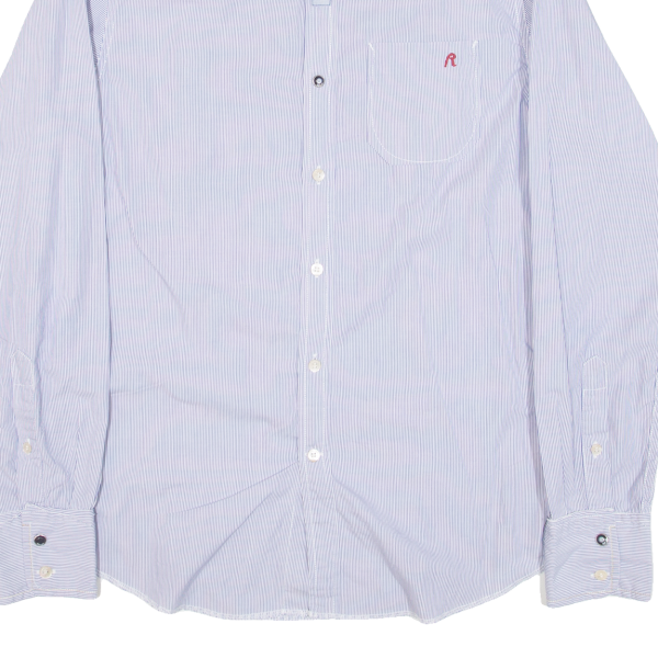 REPLAY Mens Shirt Blue Striped Long Sleeve M Online now