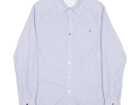 REPLAY Mens Shirt Blue Striped Long Sleeve M Online now