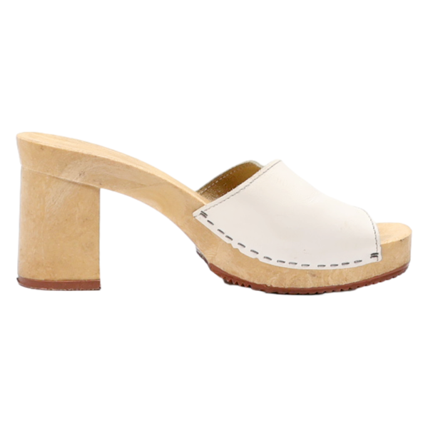 Block Heels White Leather Womens UK 7 on Sale