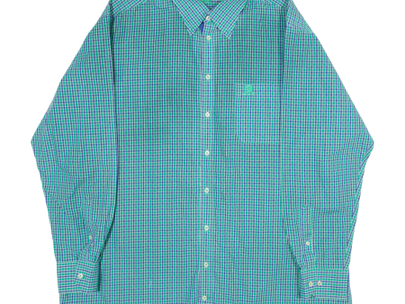 ADIDAS Slim Line Mens Shirt Green Check Long Sleeve 2XL For Cheap