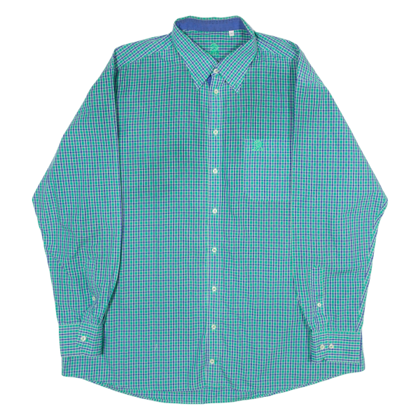 ADIDAS Slim Line Mens Shirt Green Check Long Sleeve 2XL For Cheap