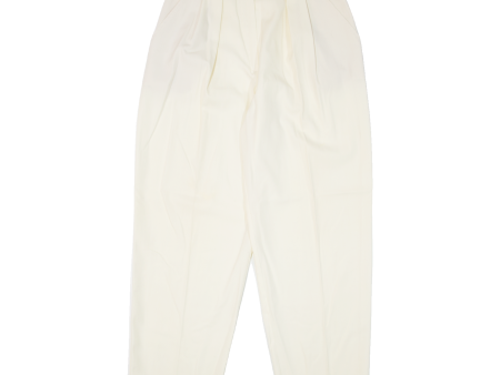 TUZZI Pleated Womens Trousers Cream Regular Mom 90s Wool W28 L28 For Cheap