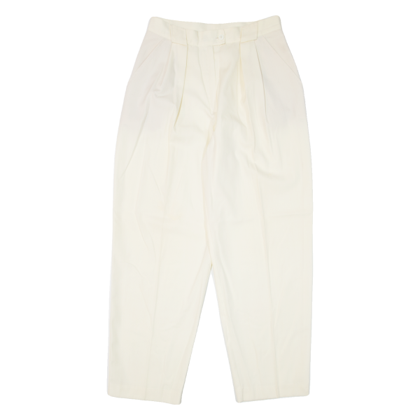 TUZZI Pleated Womens Trousers Cream Regular Mom 90s Wool W28 L28 For Cheap