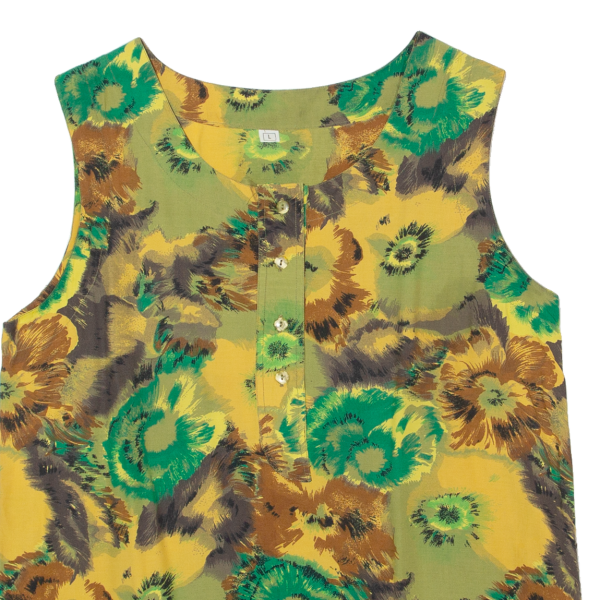 CR-4709 Womens Printed Vest Green Sleeveless Floral L Discount