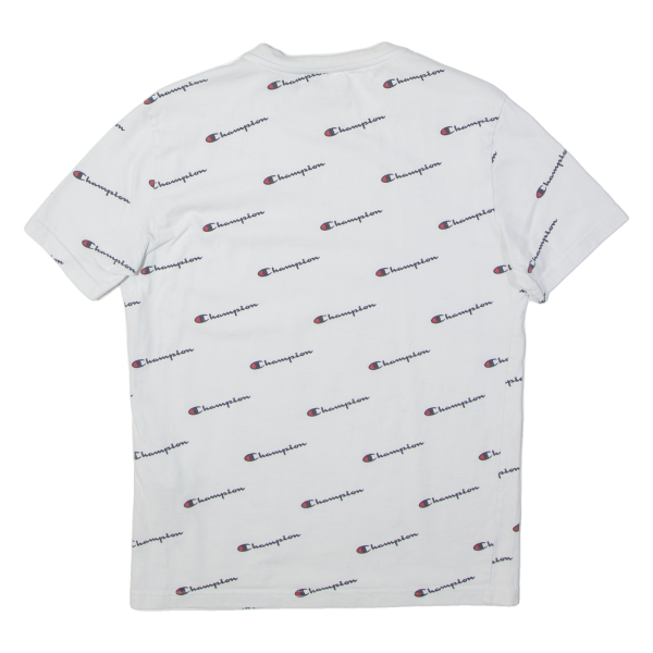 CHAMPION All Over Logo Print Mens T-Shirt White M Cheap