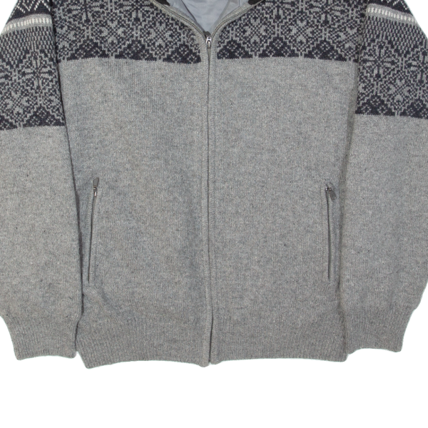 CANSON Mens Jacket Grey Wool Fair Isle L Fashion