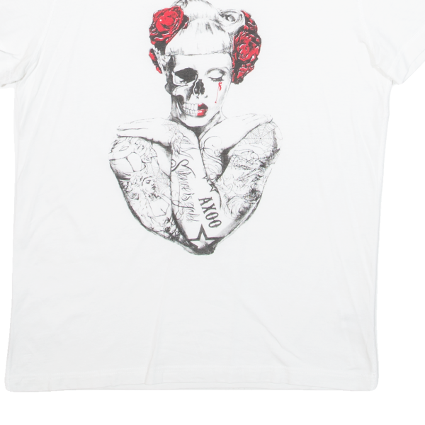 AXOO Skellington Woman Mens T-Shirt White S For Cheap