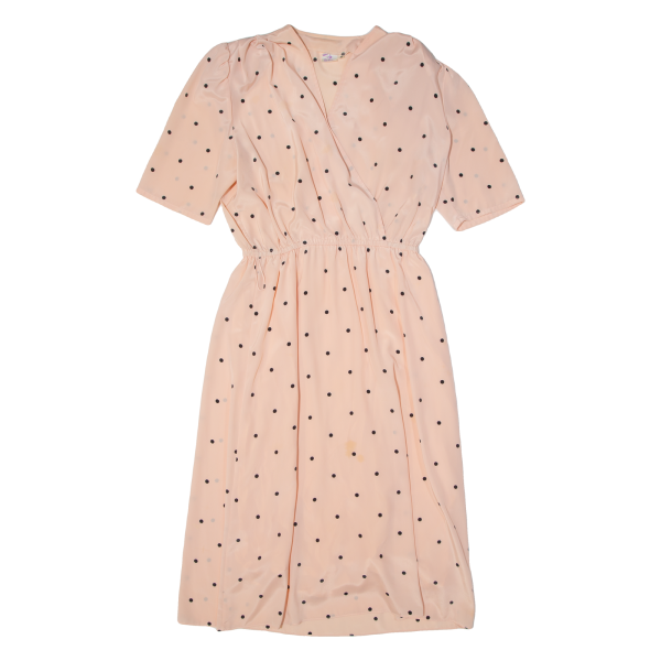 ROPE BERTIK Womens Day Dress Pink Polka Dot Short Sleeve Long M on Sale