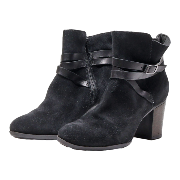 CLARKS Ankle Boots Black Suede Womens UK 6 Discount