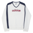 ADIDAS Womens Sweatshirt White V-Neck UK 12 Fashion