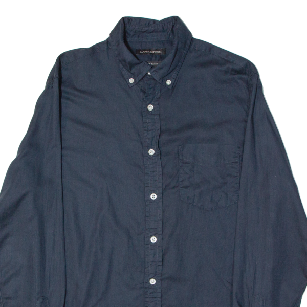 BANANA REPUBLIC Slim Fit Mens Plain Shirt Blue Long Sleeve S Online