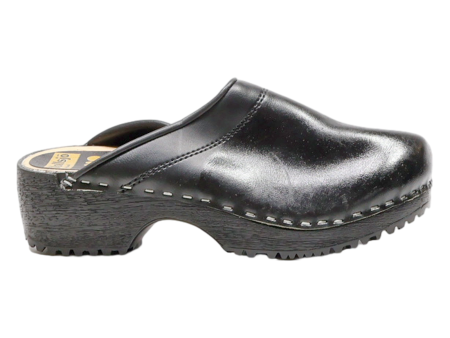 VOLLSJO Clog Shoes Black Leather Womens UK 4 For Sale