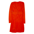 ISSA LONDON Womens Sheath Dress Orange Viscose Long Sleeve Midi UK 12 Sale