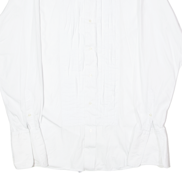 AQUASCUTUM Ruffled Mens Formal Shirt White Long Sleeve L Supply