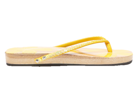 BUFFALO Flip Flop Sandals Yellow Leather Womens UK 4.5 For Discount