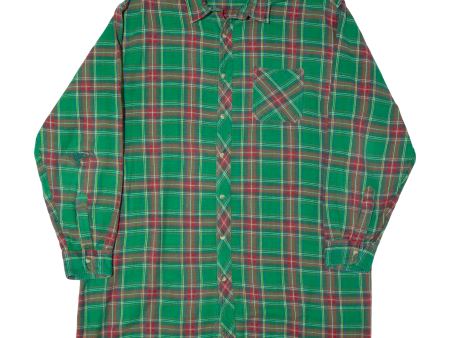 BREMO Womens Shirt Dress Green 90s Plaid Long Sleeve Midi XL Hot on Sale